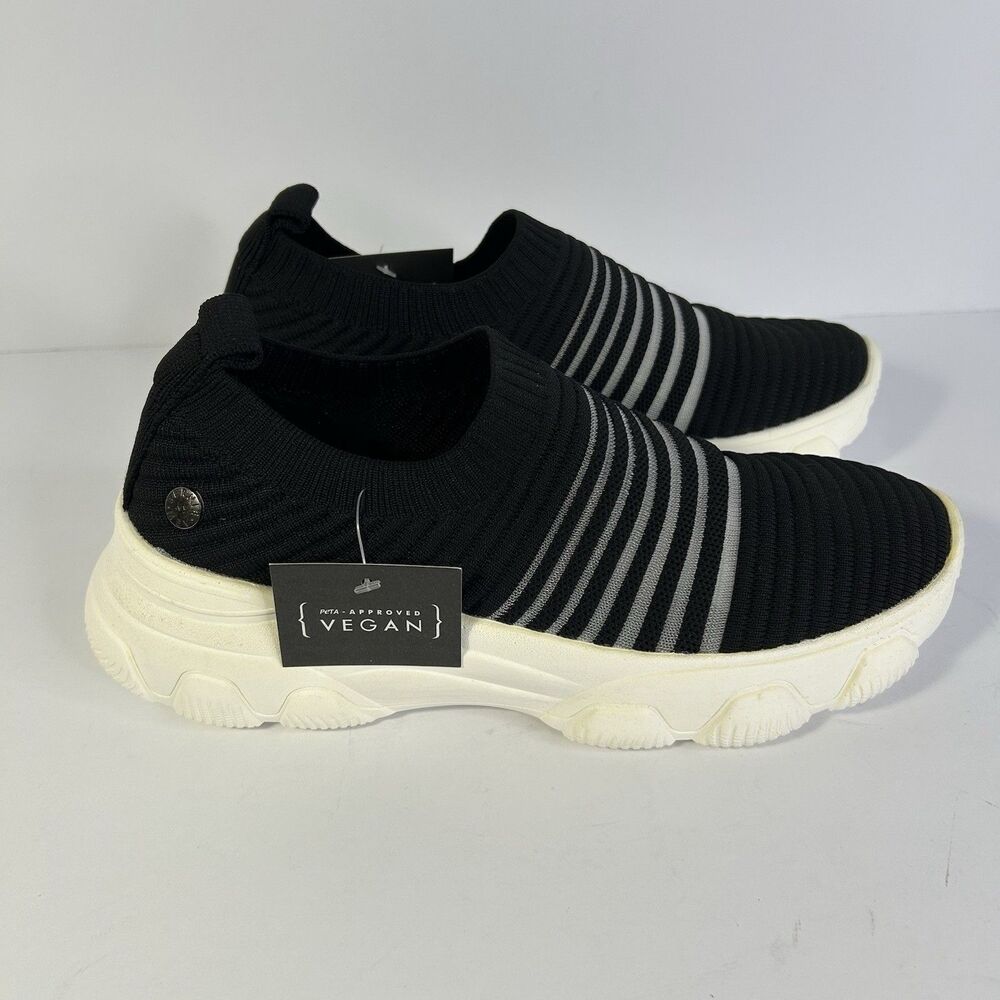 Bernie Mev Noga Womens 38/US 7 Slip On Sneaker Black Knit White Sole